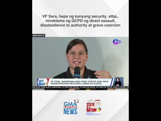 ⁣VP Sara, atbp., inireklamo ng direct assault, disobedience to authority at grave coercion | SONA