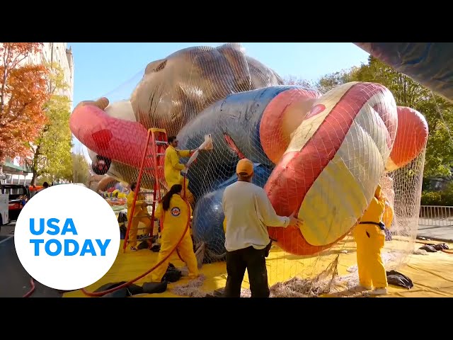 ⁣Giant balloons inflate ahead of Macy’s Parade | USA TODAY