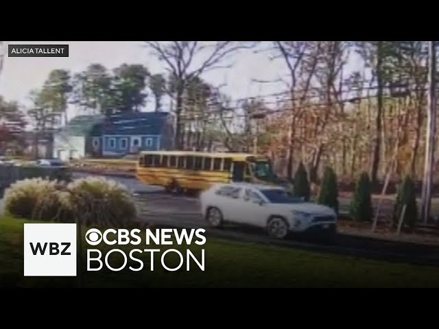 ⁣Plymouth woman arrested after video shows SUV passing school bus