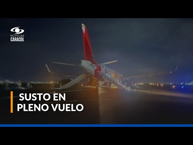 ⁣Emergencia en avión de Avianca en Pereira: pasajeros evacuaron en toboganes