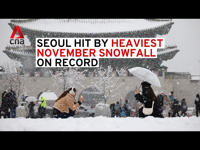 ⁣Flights cancelled after record November snowfall hits Seoul