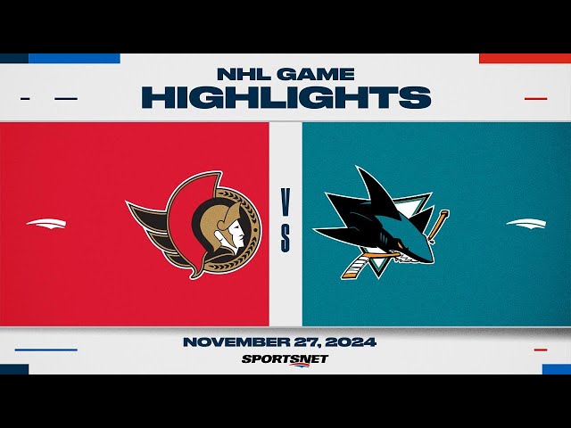 ⁣NHL Highlights | Senators vs. Sharks - November 27, 2024