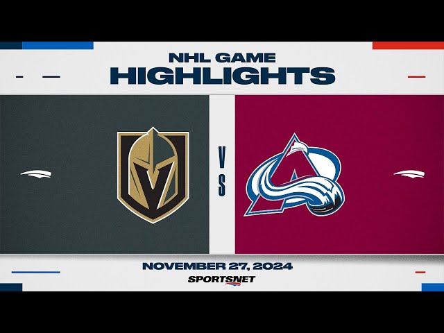 ⁣NHL Highlights | Golden Knights vs. Avalanche - November 27, 2024