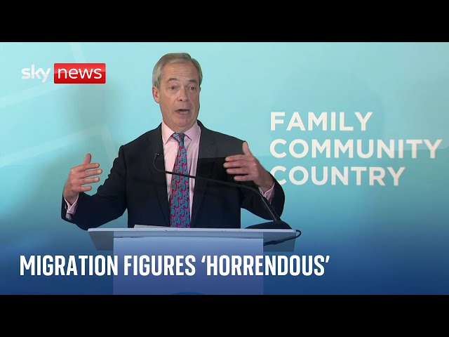 ⁣Nigel Farage slams Labour and Conservatives over net migration and asylum system cost