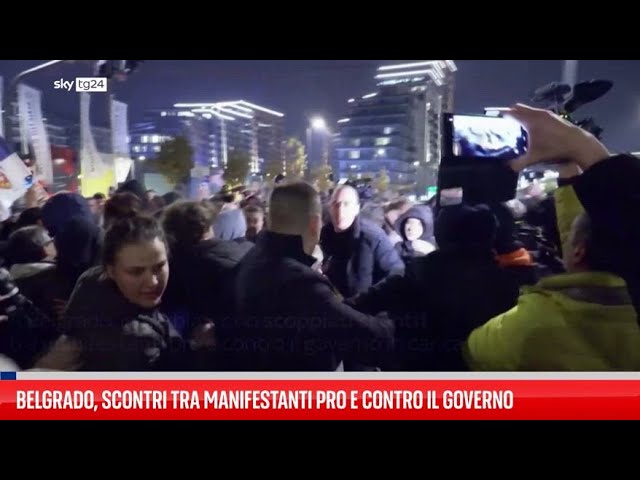 ⁣Serbia, scontri tra manifestanti pro e contro il governo