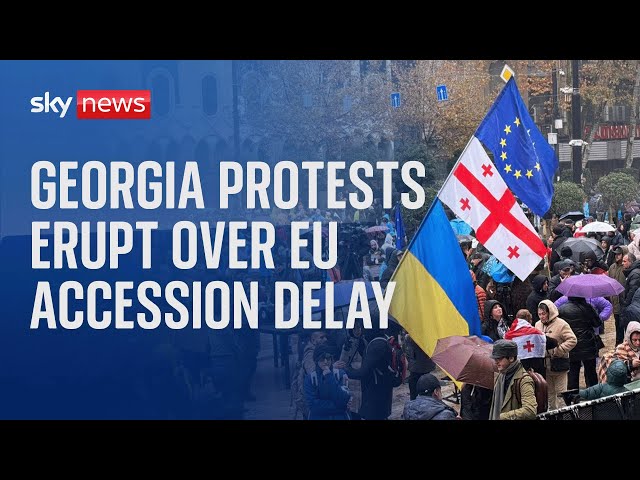 ⁣Watch Live: Protests begin outside the Georgian Parliament after EU Talks Delayed