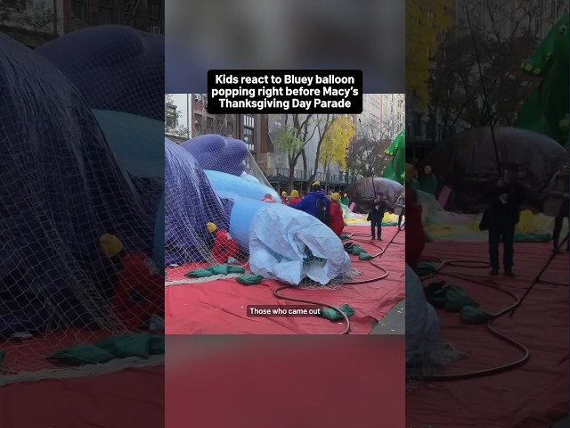 ⁣Kids react to Bluey balloon popping right before Macy’s Thanksgiving Day Parade