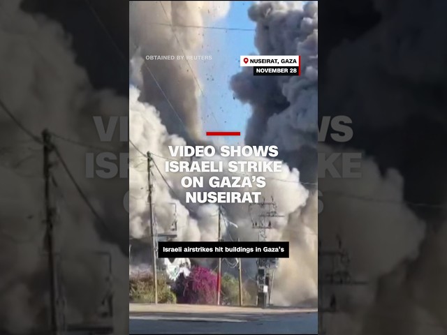 ⁣Video shows Israeli strike on Gaza's Nuseirat