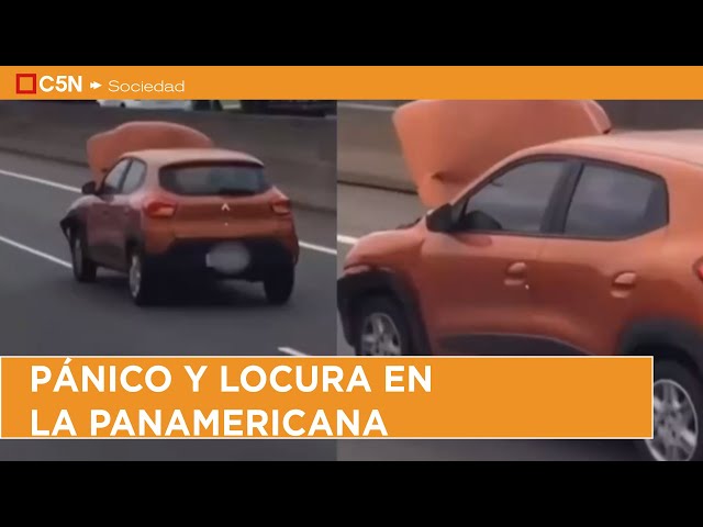 ⁣Una mujer manejó con el CAPOT LEVANTADO en la PANAMERICANA y le SUSPENDERÁN la LICENCIA