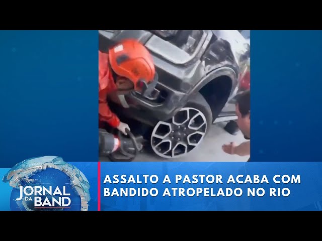 ⁣Assalto a pastor acaba com bandido atropelado no Rio | Jornal da Band