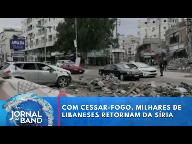 ⁣Com cessar-fogo de Israel, milhares de libaneses retornam da Síria | Jornal da Band