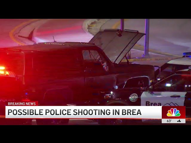 ⁣Brea intersection blocked off after possible police shooting