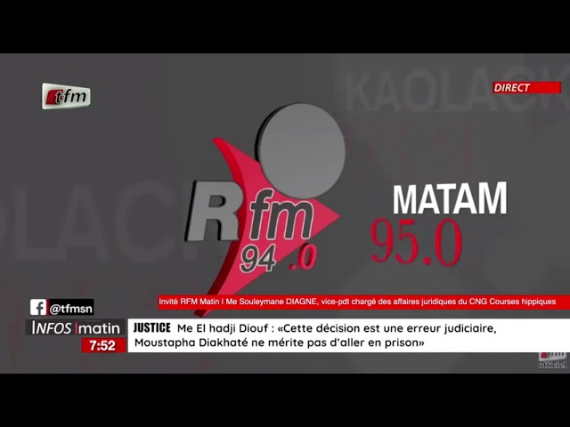 ⁣l´invite de la rfm matin | Me Souleymane DIAGNE, vice-pdt chargé des affaires juridiques du  CNG