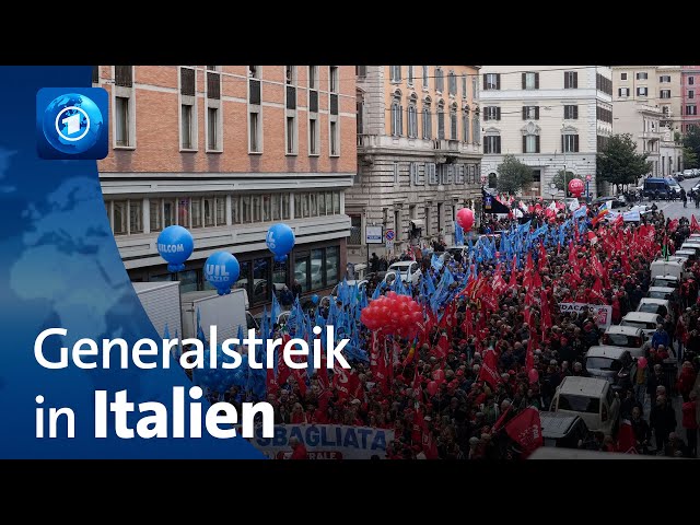 ⁣Generalstreik in Italien gegen Melonis Sparpläne