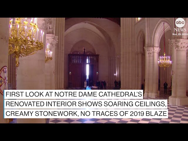 ⁣First look at Notre Dame Cathedral's new interior, five years after devastating fire