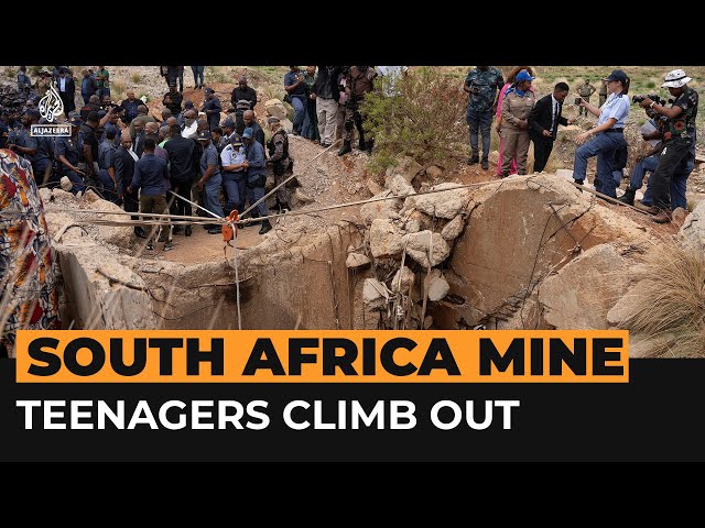 ⁣Teenagers climb out of illegal South African gold mine | AJ #shorts