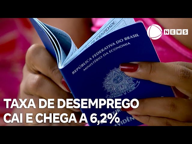 ⁣Taxa de desemprego cai e chega a 6,2%