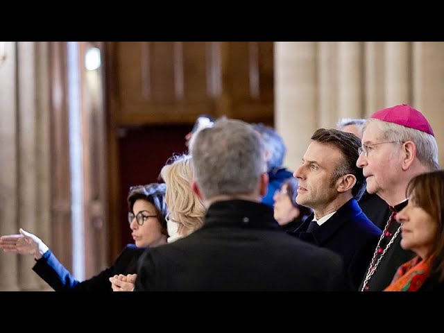 ⁣Macron visits Notre Dame as cathedral's interior revealed after five-year restoration