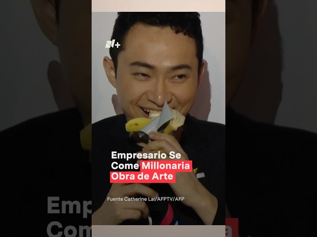 ⁣Empresario se come plátano que costó 6.2 millones de dólares #nmas #shorts #arte