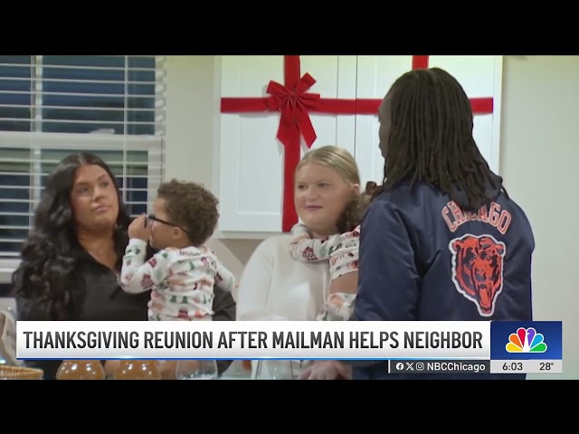 ⁣Aurora mailman reunites with neighbor for Thanksgiving after life-saving encounter