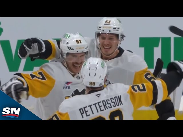 ⁣Penguins' Sidney Crosby Finds Rickard Rakell With One Second Remaining In Period