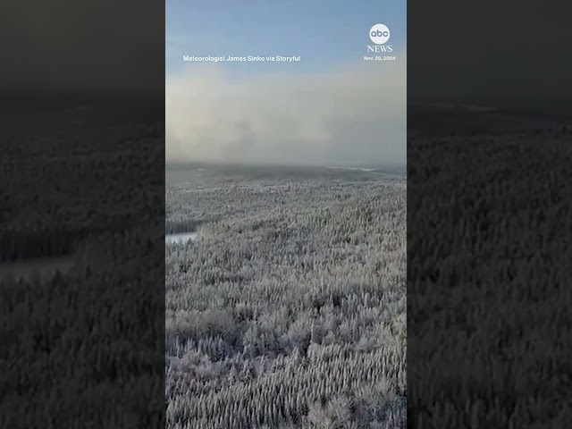 ⁣Drone captures snowy landscape in Maine