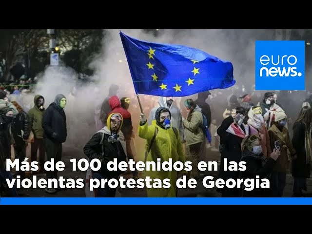 ⁣Más de 100 detenidos en las violentas protestas de Georgia