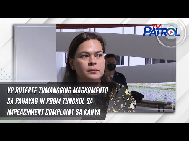 ⁣VP Duterte tumangging magkomento sa pahayag ni PBBM tungkol sa impeachment complaint sa kanya