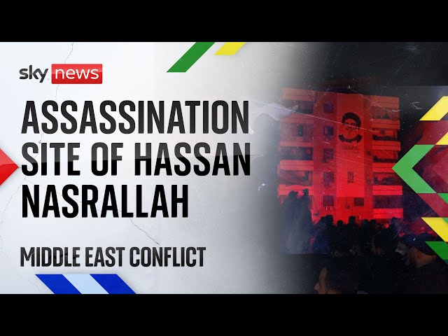 ⁣Sky News gains access to site of Hezbollah leader assassination