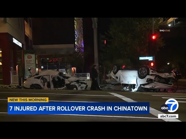 ⁣7 hospitalized after violent 2-vehicle crash in Chinatown