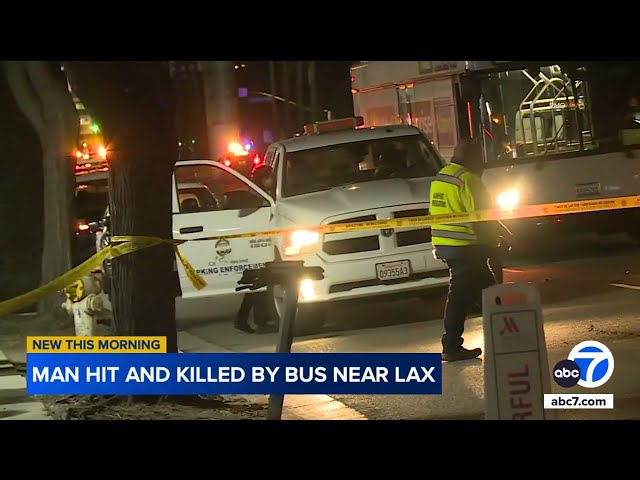 ⁣Man dies after getting run over by 2 buses while crossing street near LAX