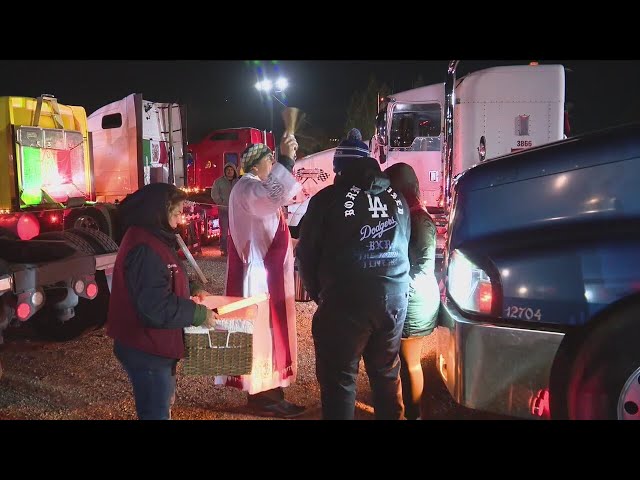 ⁣Truck drivers, families receive blessing at Shrine of Our Lady of Guadalupe ahead of holiday season