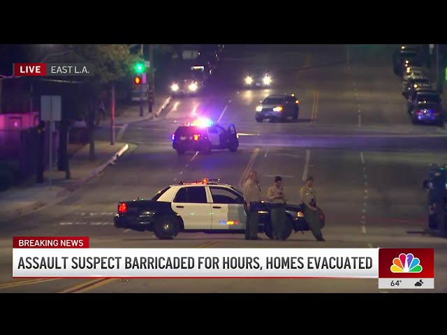 ⁣Assault suspect barricaded for hours, homes evacuated