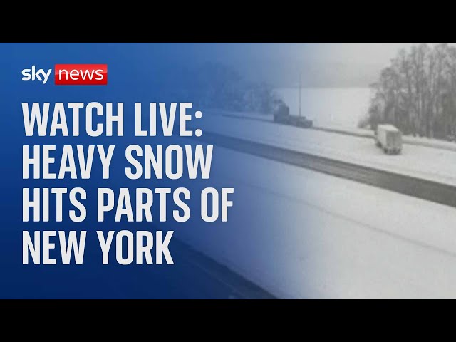 ⁣Watch US weather live: Drivers face treacherous conditions as snowfall blankets parts of New York