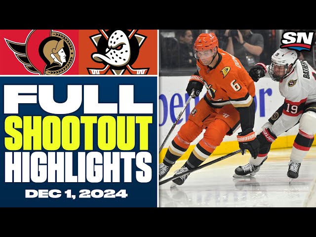 ⁣Ottawa Senators at Anaheim Ducks | FULL Shootout Highlights - December 1, 2024