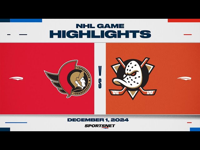 ⁣NHL Highlights | Senators vs. Ducks - December 1, 2024