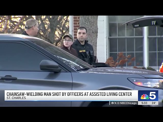 ⁣Chainsaw-wielding man shot by officers at suburban assisted living center