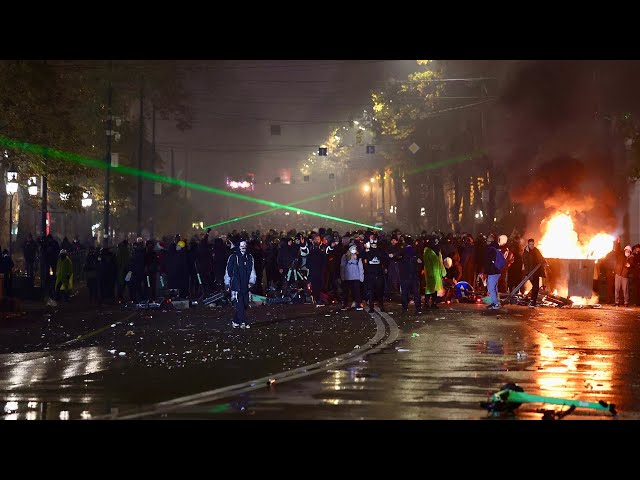 ⁣Protests continue in Georgia over suspension of EU bid