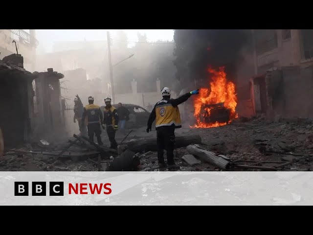 ⁣More Russian strikes as Syrian rebels advance after taking Aleppo | BBC News