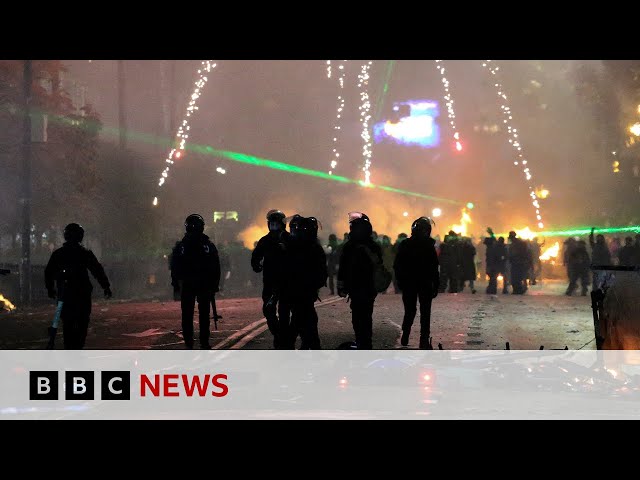 ⁣Protests continue in Georgia after EU bid suspended | BBC News