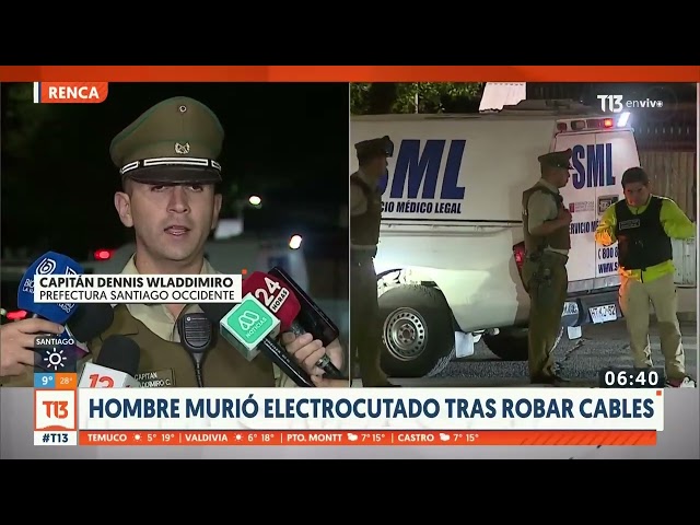 ⁣Habría intentado robar cables: Hombre muere electrocutado en Renca