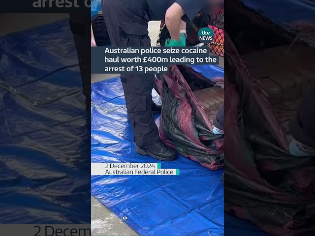 ⁣Thirteen people have been charged over the largest cocaine seizure in Australia #itvnews #australia