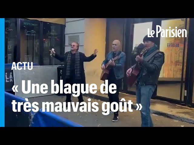 ⁣Ces sosies se font passer pour le vrai groupe U2 pour chanter devant le Bataclan