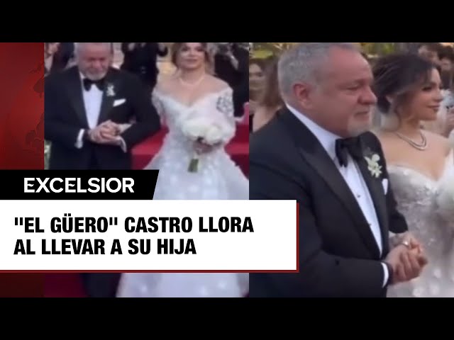 ⁣José Alberto "El Güero" Castro llora al llevar a su hija, Sofía Castro, al altar