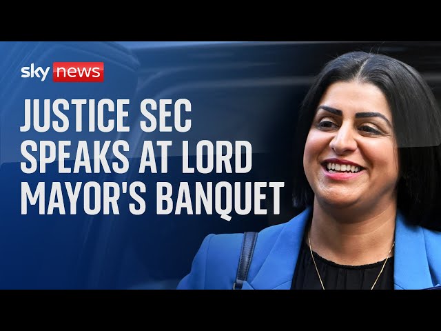 Watch live: Justice Sec Shabana Mahmood delivers speech at the Lord Mayor's Banquet