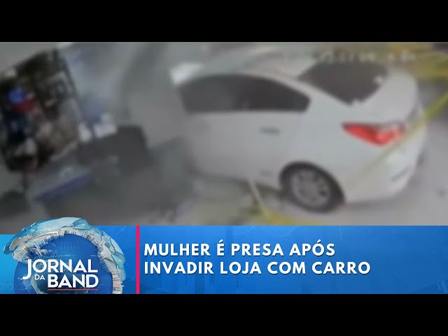 ⁣Mulher é presa após invadir loja com carro em Tocantins | Jornal da Band