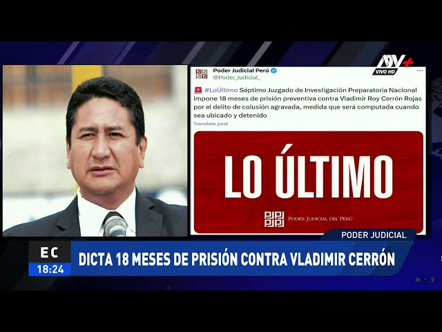 ⁣Vladimir Cerrón: PJ dicta 18 meses de prisión preventiva por el caso Antalsis