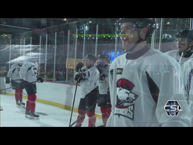 Charlotte Checkers practice at outodoor rink at Truist Field