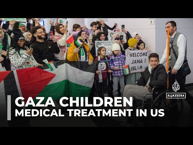 ⁣Eight Palestinian children from Gaza arrive in Chicago for medical treatment