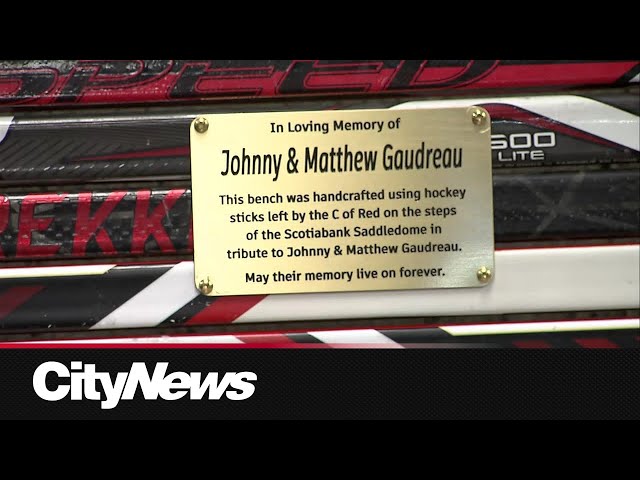 ⁣Bench in Calgary unveiled as tribute to Gaudreau brothers